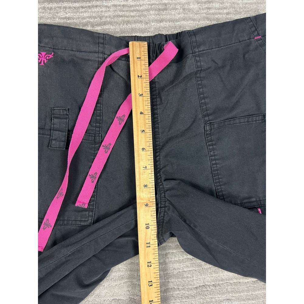 Koi Scrub Pants Womens Medium Black Pink 8761 BKRS Cargo Drawstring Straight Leg - Picture 4 of 10
